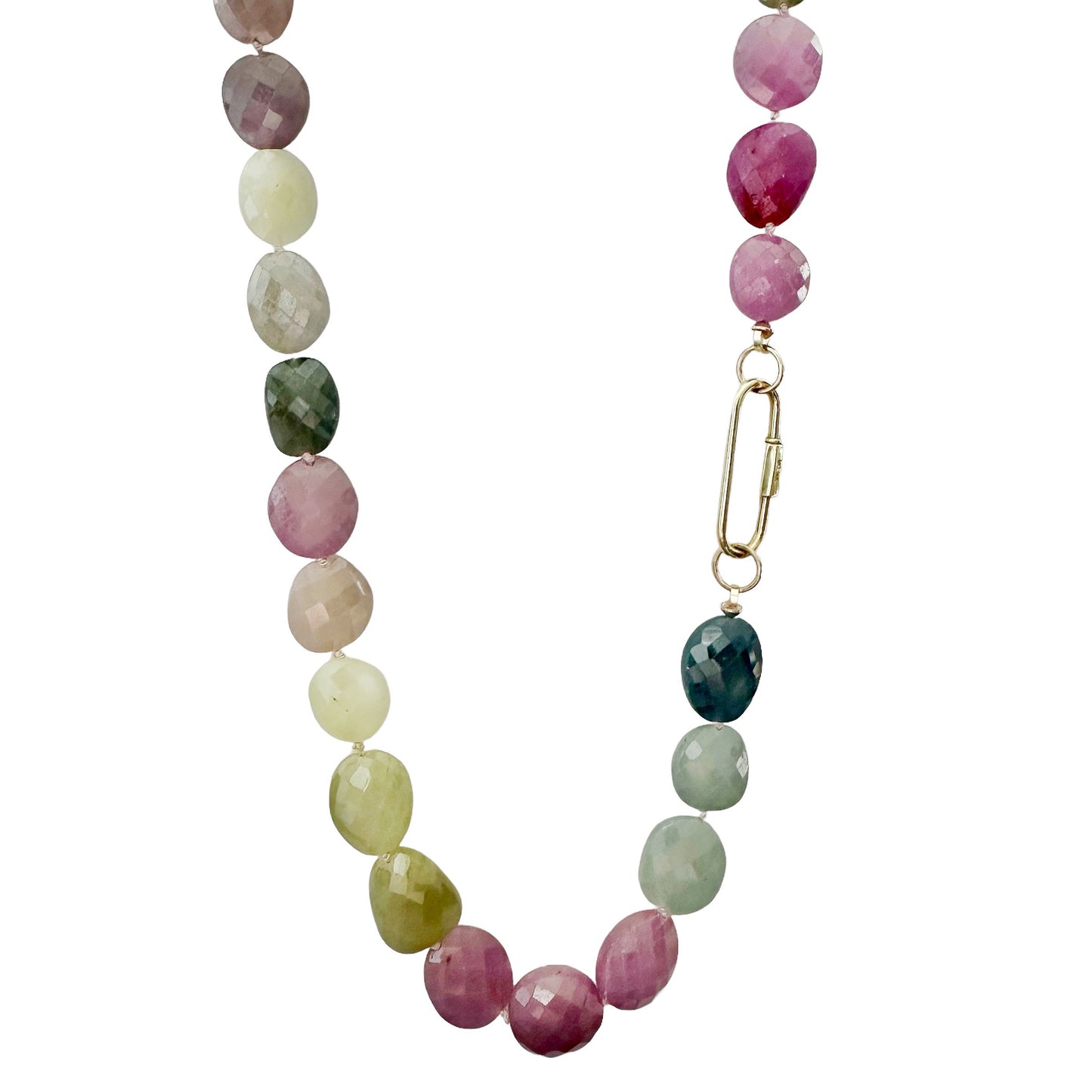 Multi Sapphire Oval Gemstone Necklace