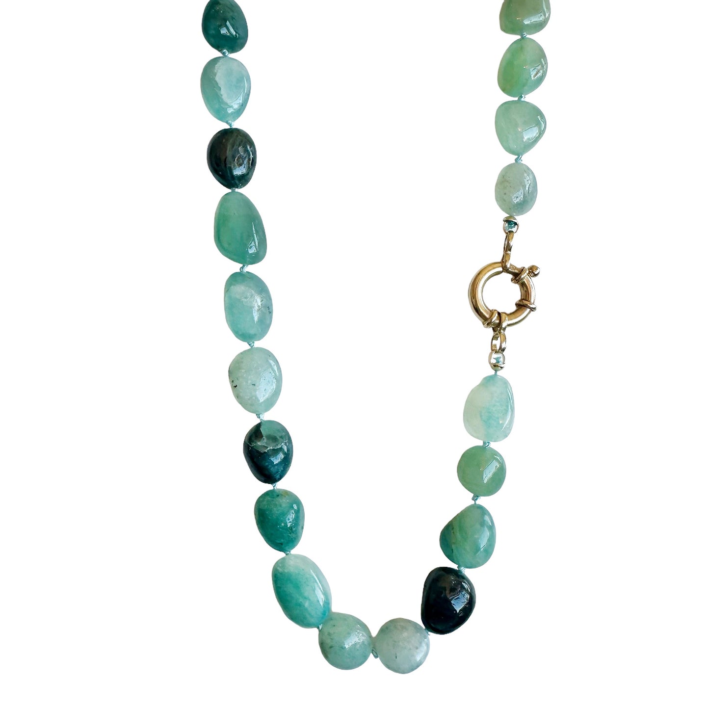 Moss Aquamarine Nugget Gemstone Necklace