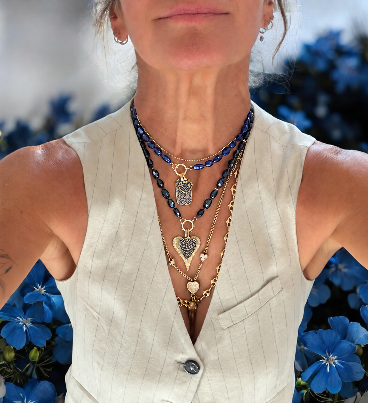 Deep Blue Sapphire Gemstone Necklace