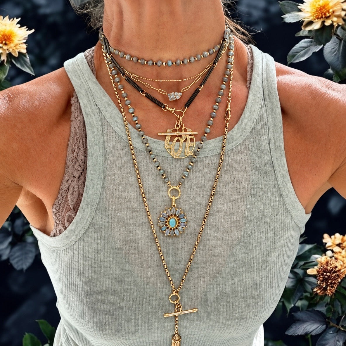 Labradorite Flower Pendant