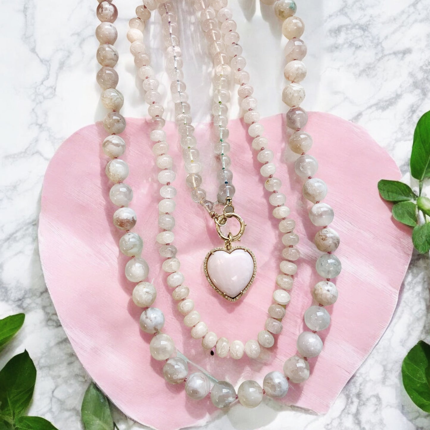 Flower Agate Gemstone Necklace