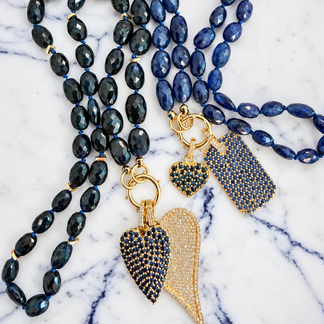 Blue Sapphire Dog Tag Pendant