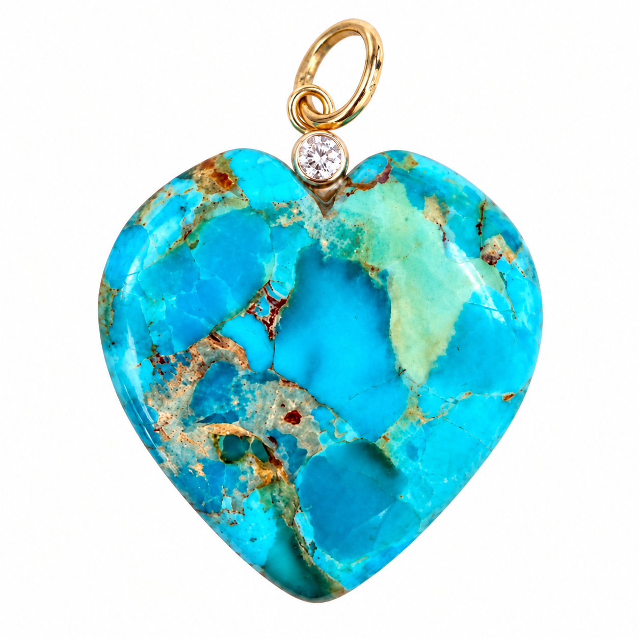 14K Turquoise Heart Charm