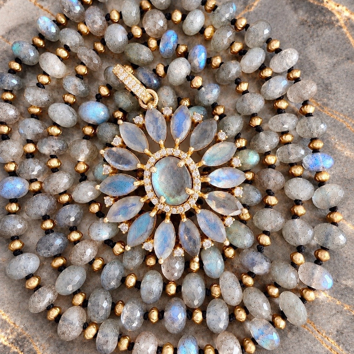 Labradorite Flower Pendant