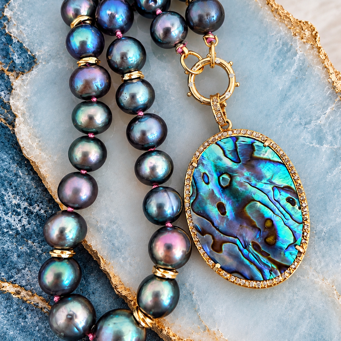 Abalone Diamond Pendant