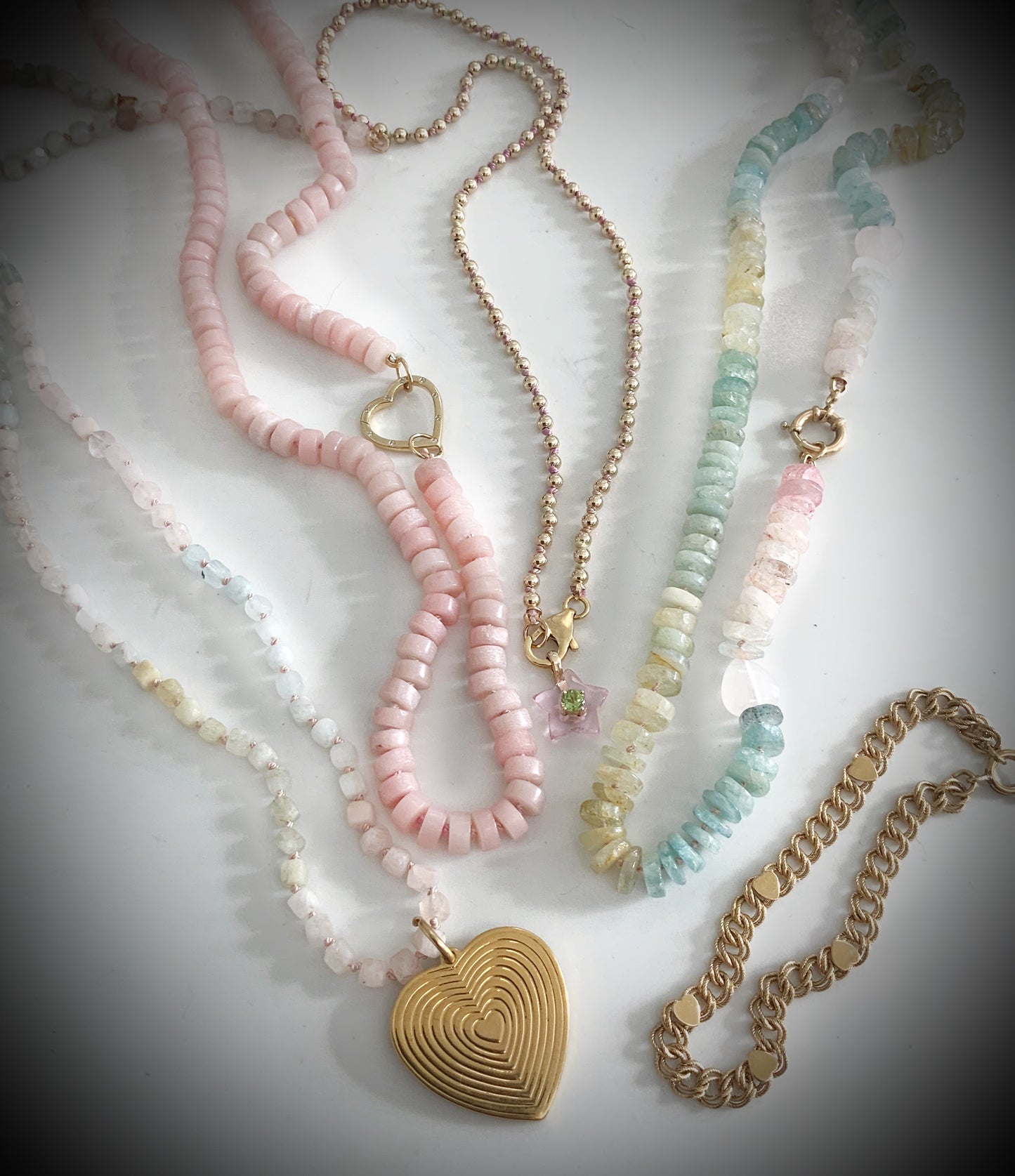 Pink Opal Heishi Gemstone Necklace