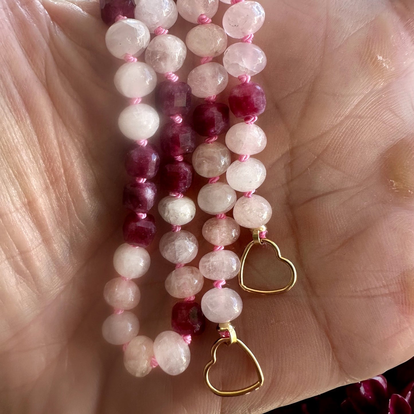 Morganite and Garnet Gemstone Necklace