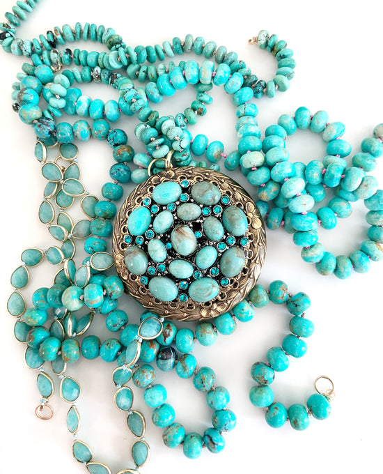Turquoise Brass Pendant