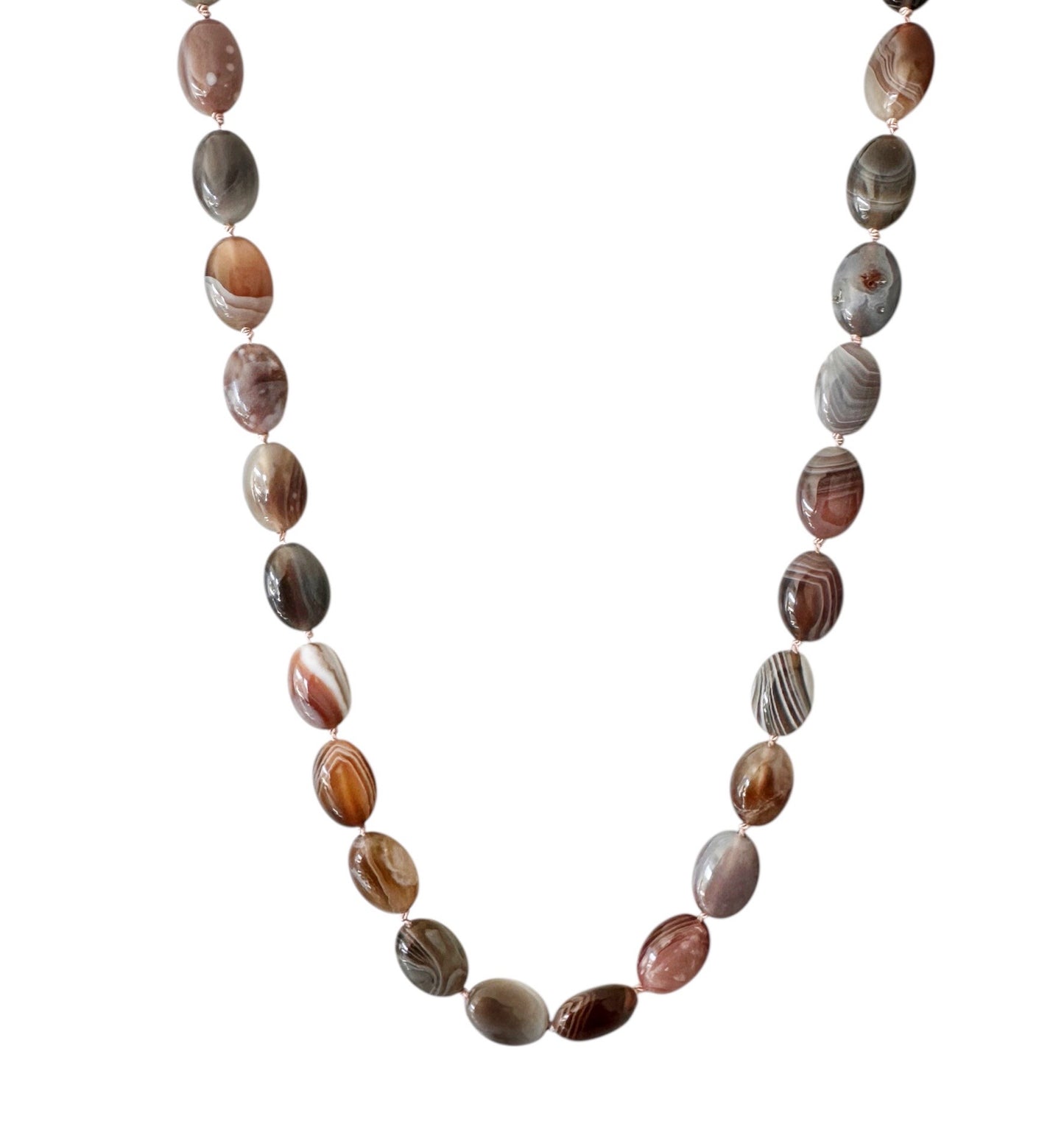 Botswana Agate Oval Gemstone Necklace
