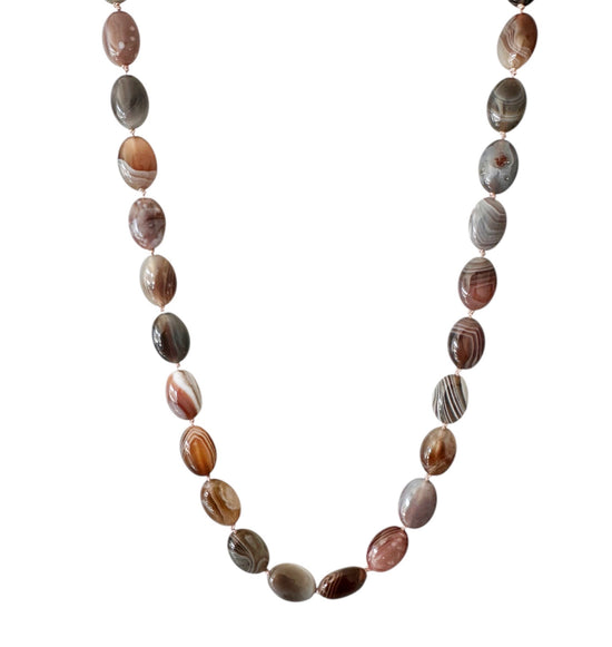 Botswana Agate Oval Gemstone Necklace