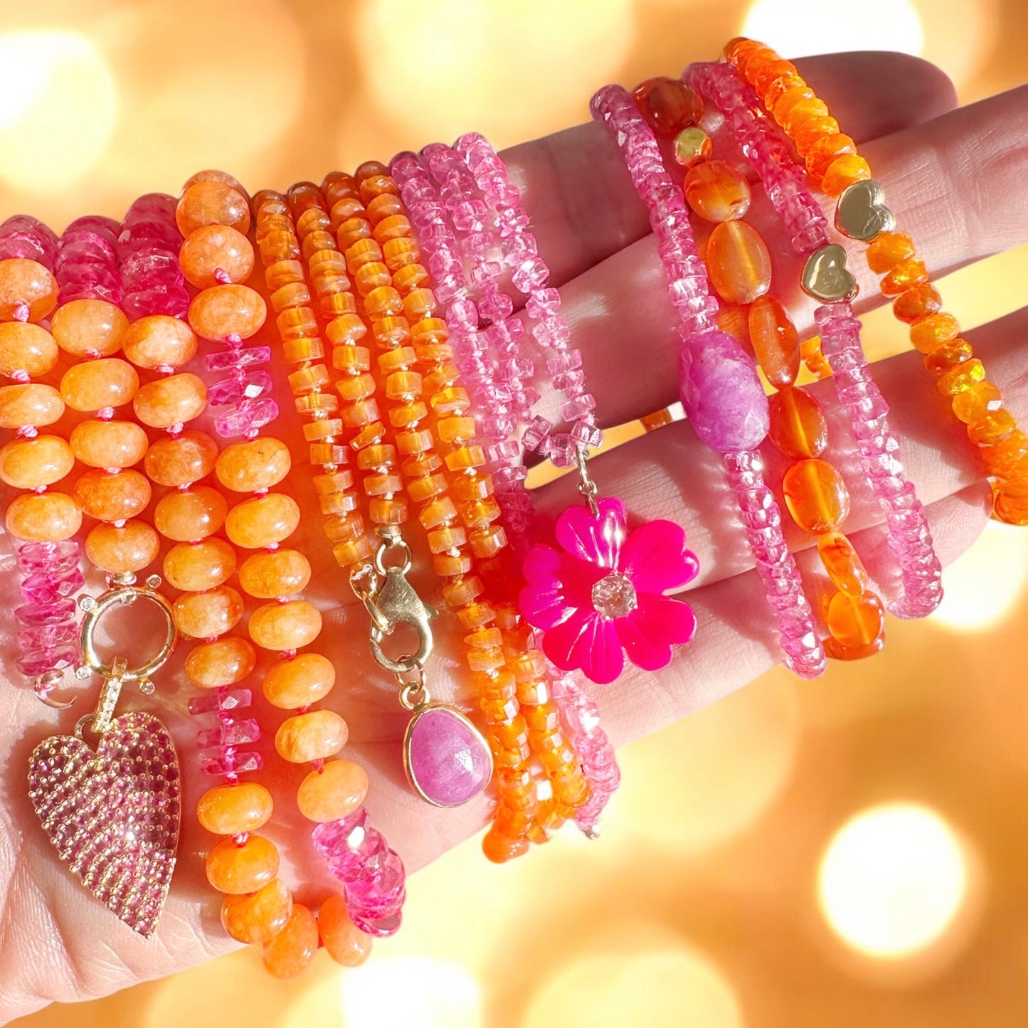Pink Chalcedony Flower Charm