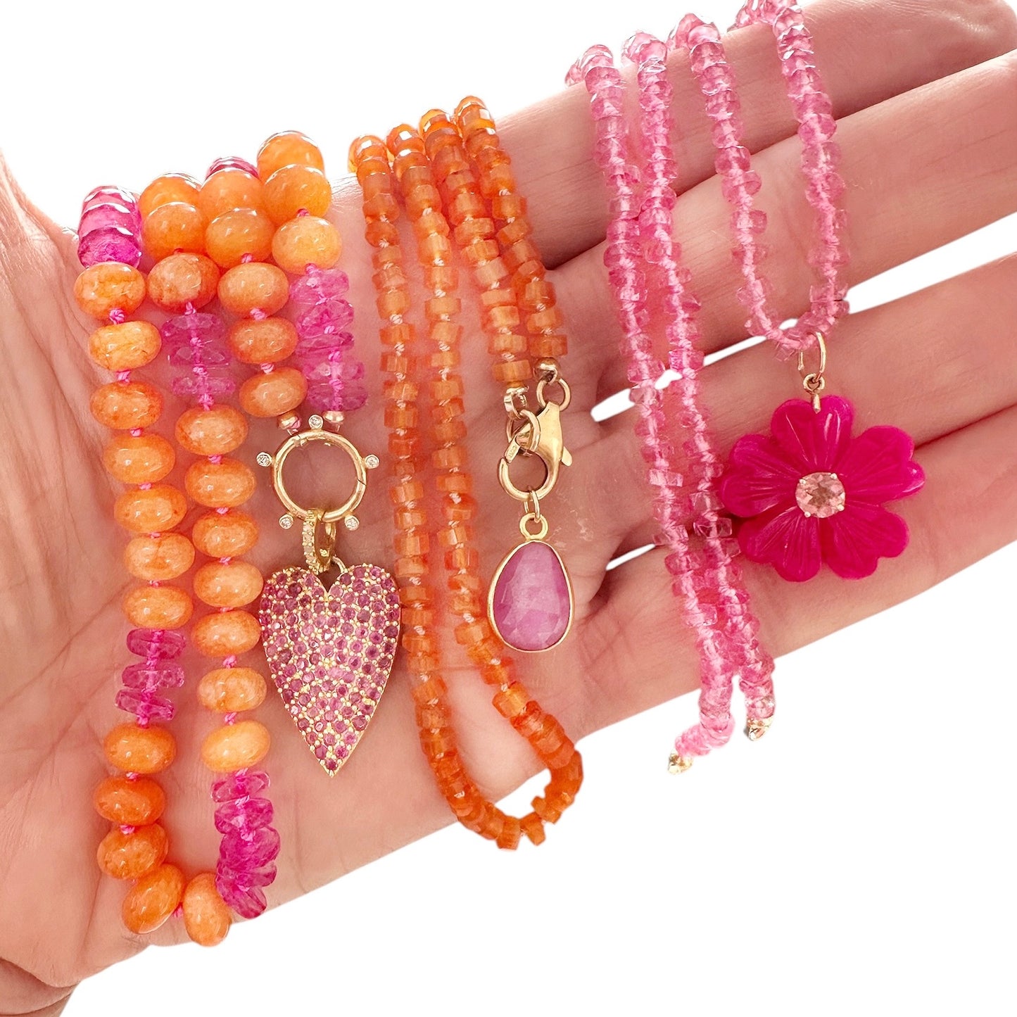 Orange Pink Topaz Gemstone Necklace