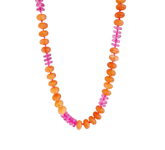 Orange Pink Topaz Gemstone Necklace