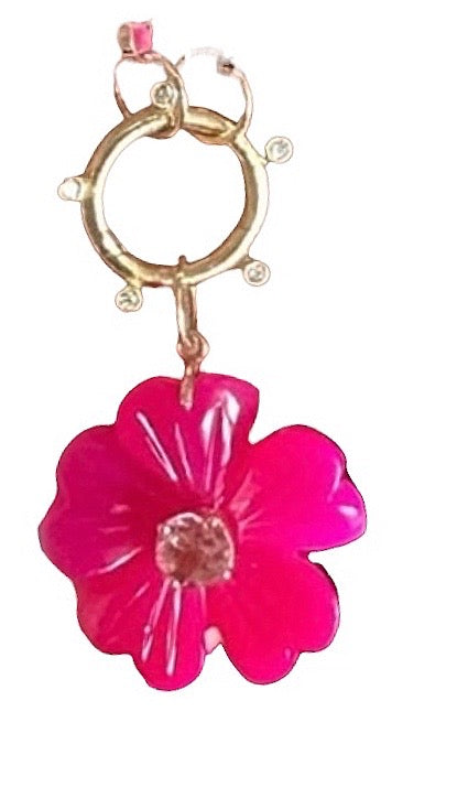 Pink Chalcedony Flower Charm