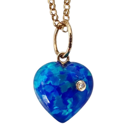 Blue Ethiopian Opal Heart Charm