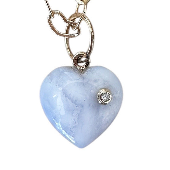 Blue Lace Agate Heart Charm
