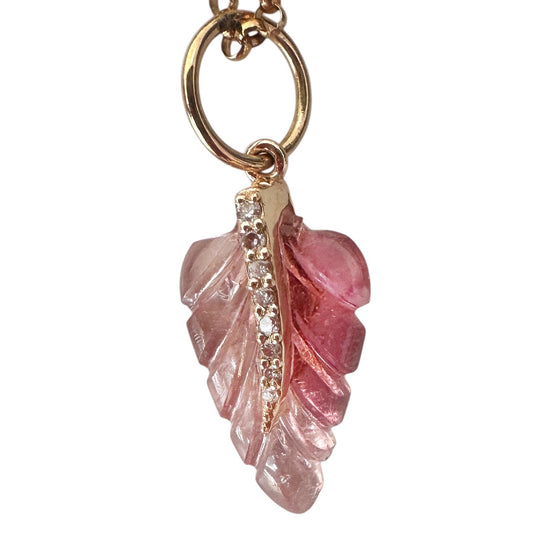 Tourmaline Carved Leaf Charm