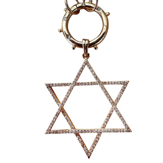 Diamond Star of David Charm