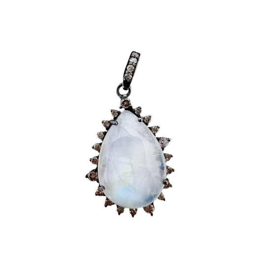 Rainbow Moonstone Drop Charm