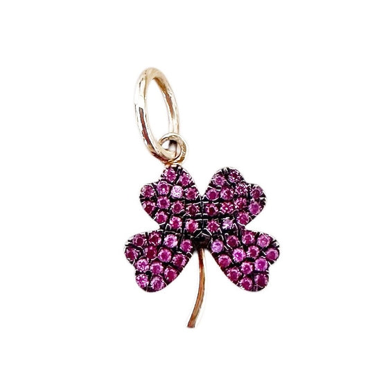 Pave Ruby Clover Charm