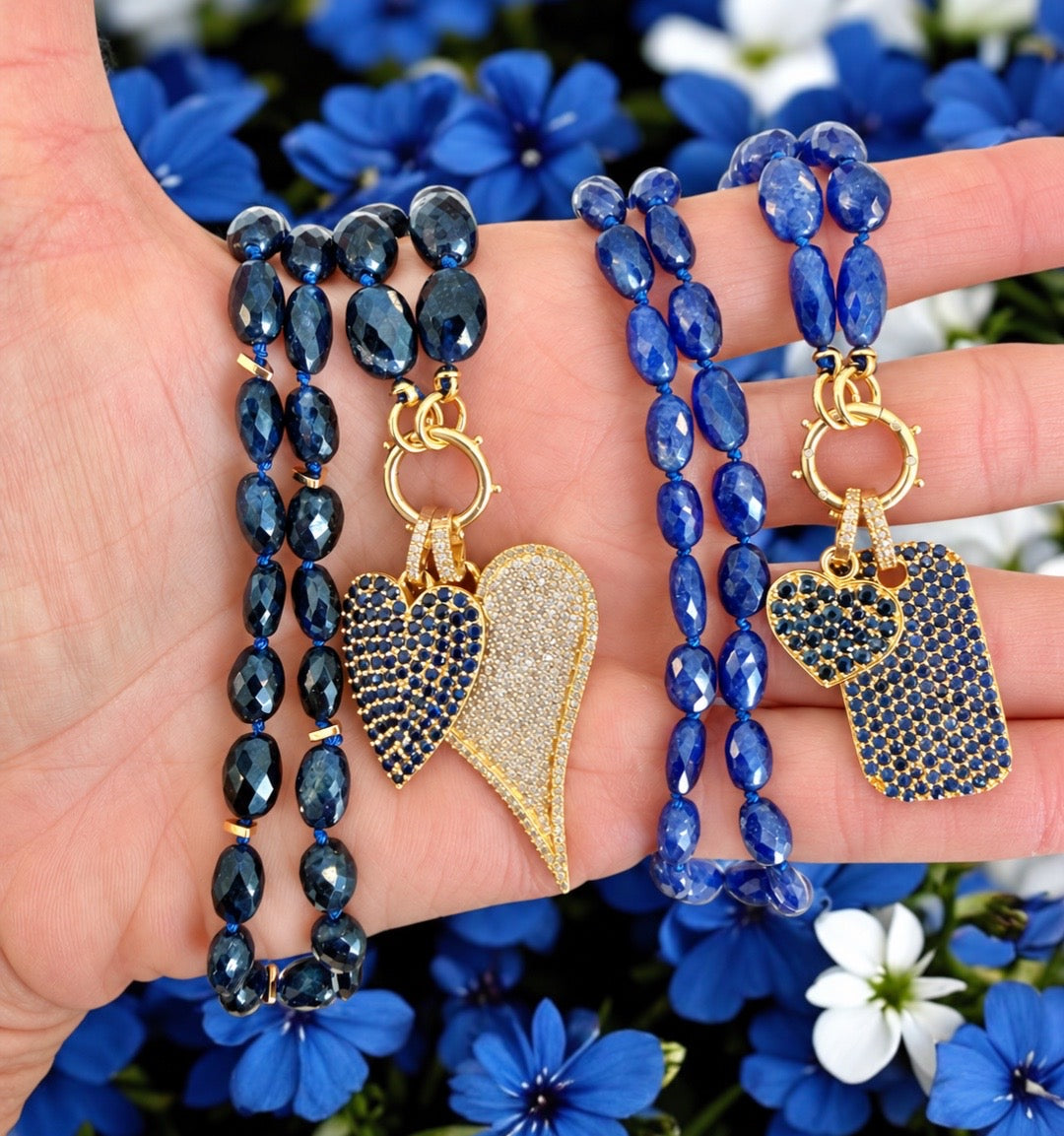 Deep Blue Sapphire Gemstone Necklace