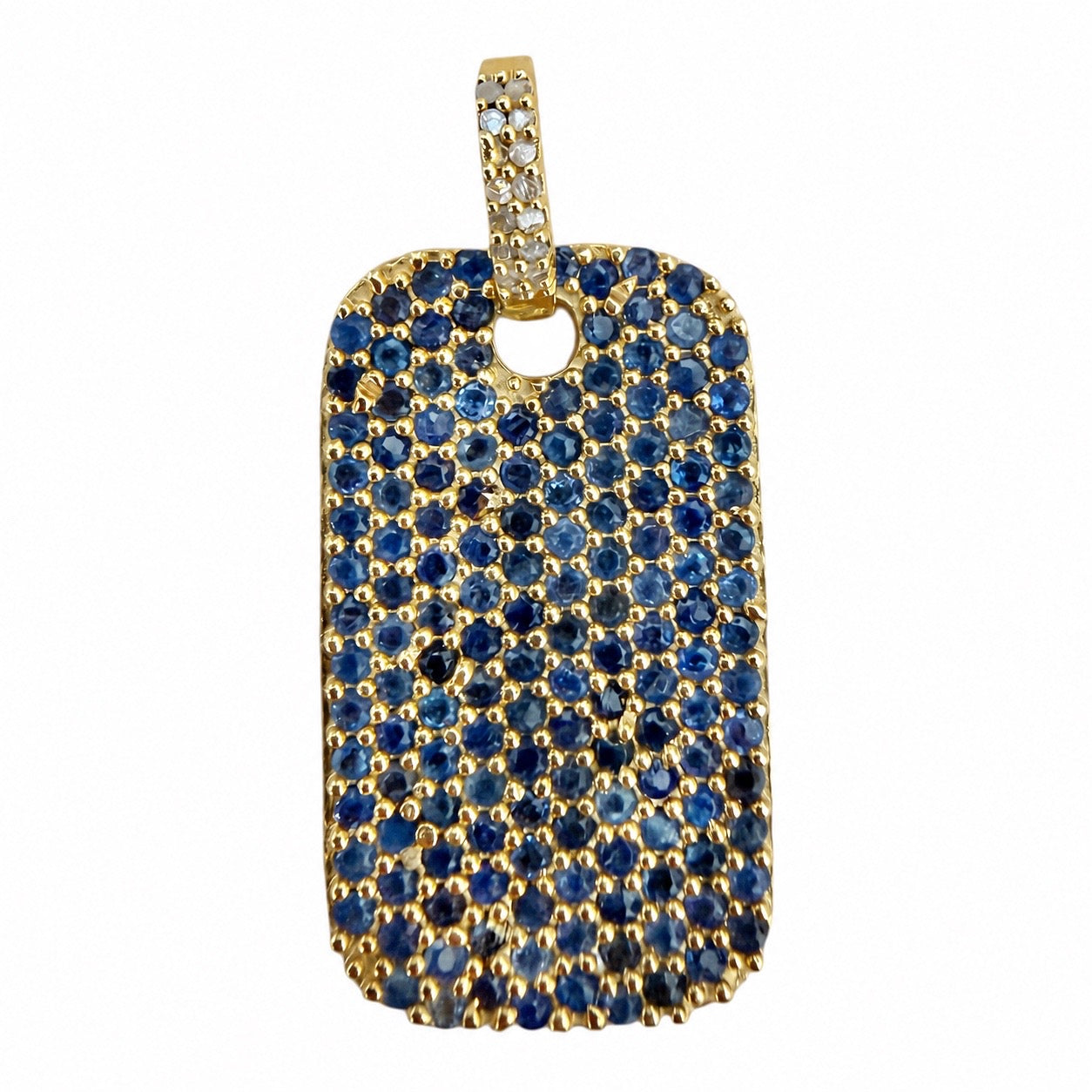 Blue Sapphire Dog Tag Pendant