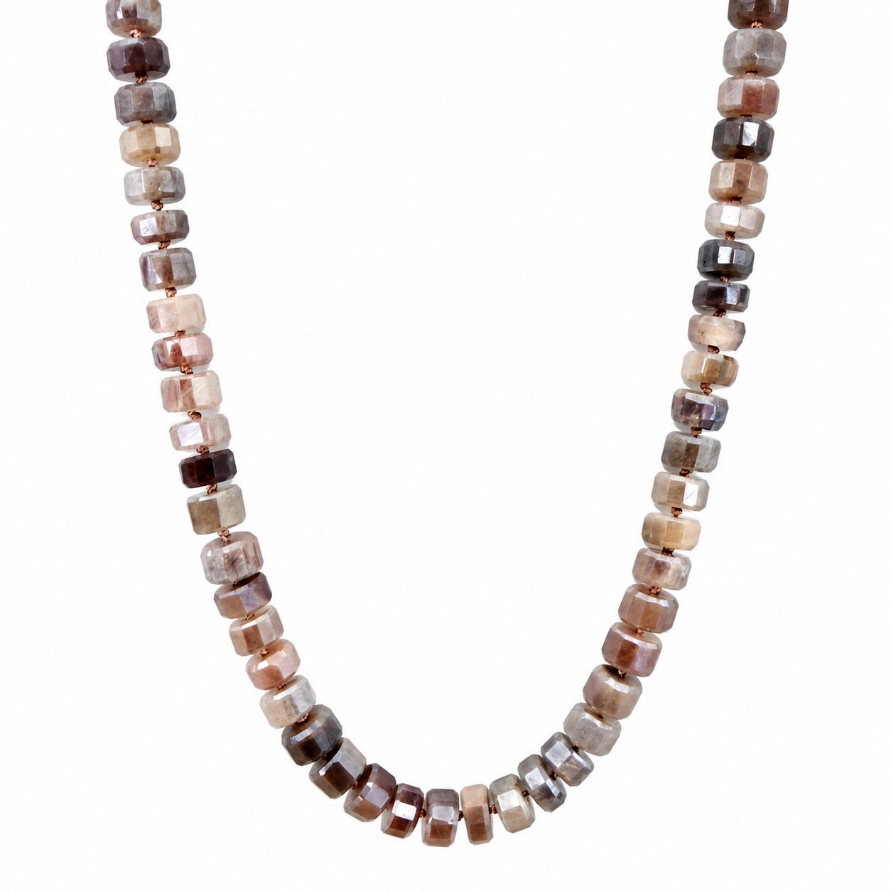 Chocolate Moonstone Bolt Cut Gemstone Necklace