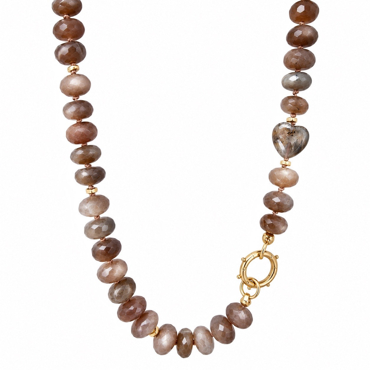 hocolate Moonstone Rondelle Necklace