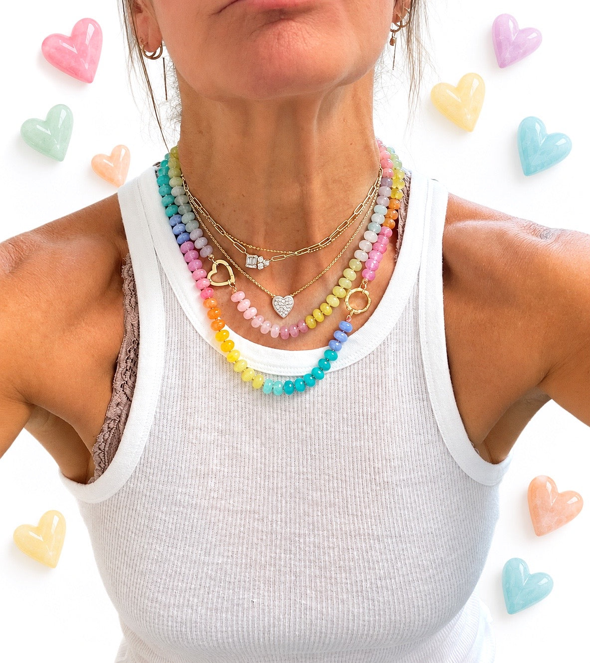 Vivid Rainbow Gemstone Necklace