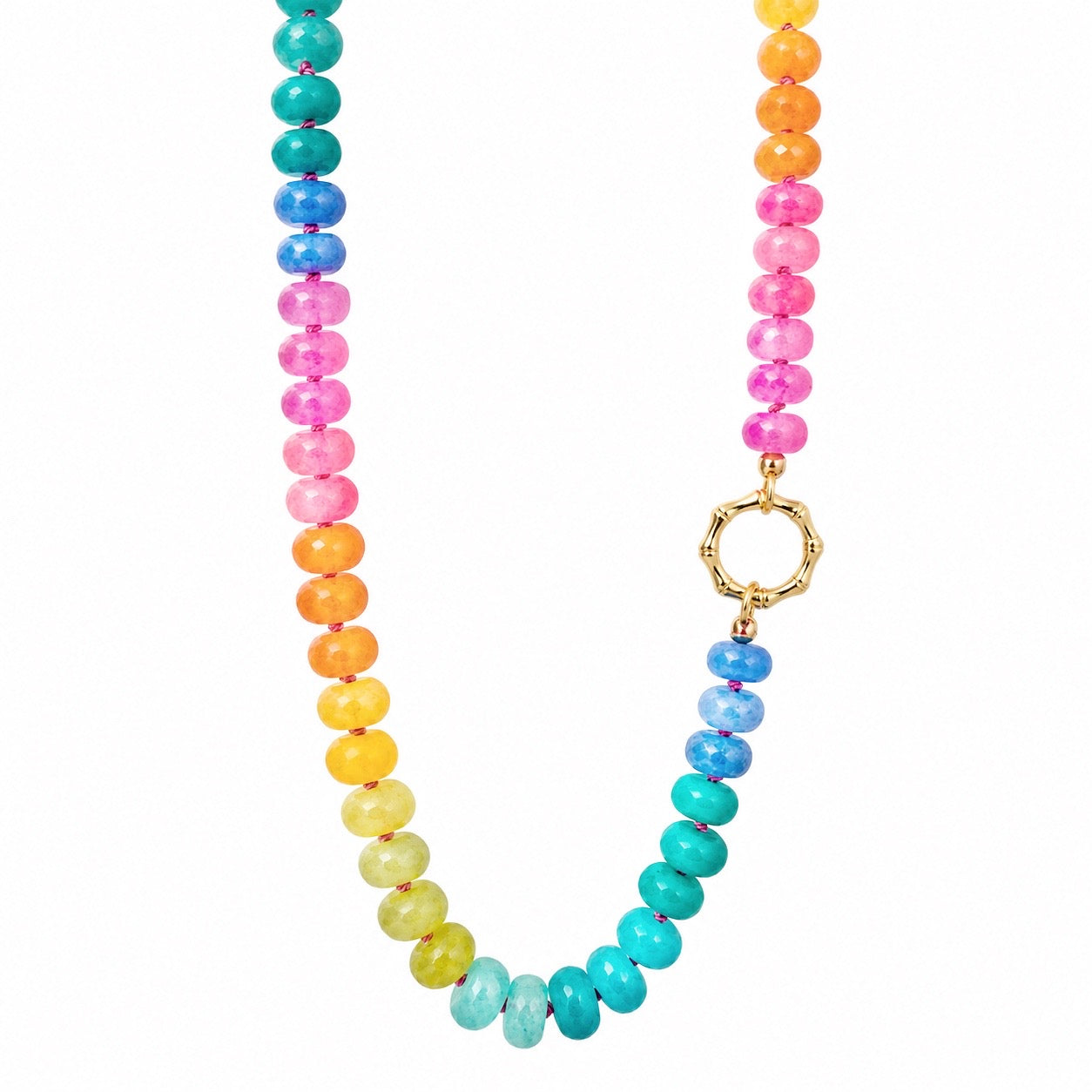 Vivid Rainbow Gemstone Necklace