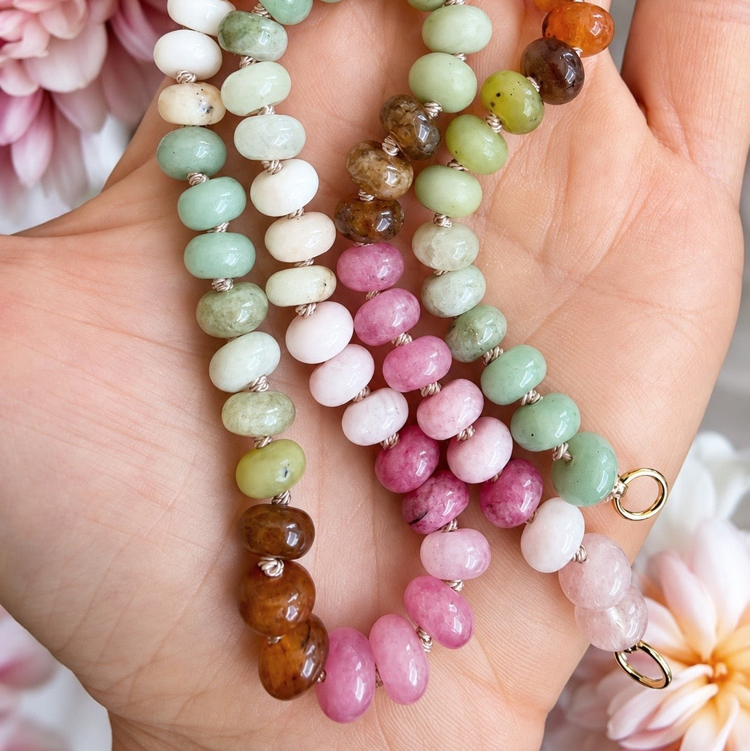 Autumn Pink Sage Gemstone Necklace
