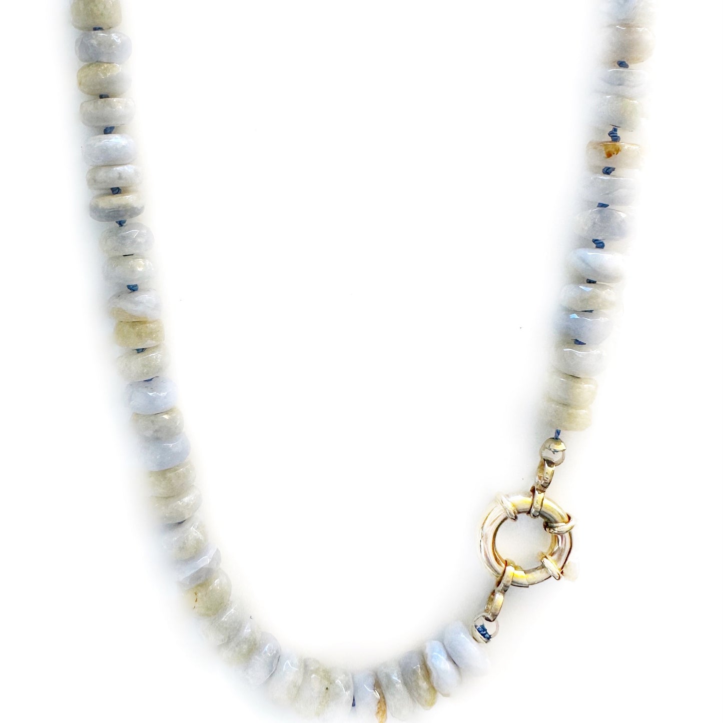 Load image into Gallery viewer, Blue Lace Agate Gemstone Necklace
