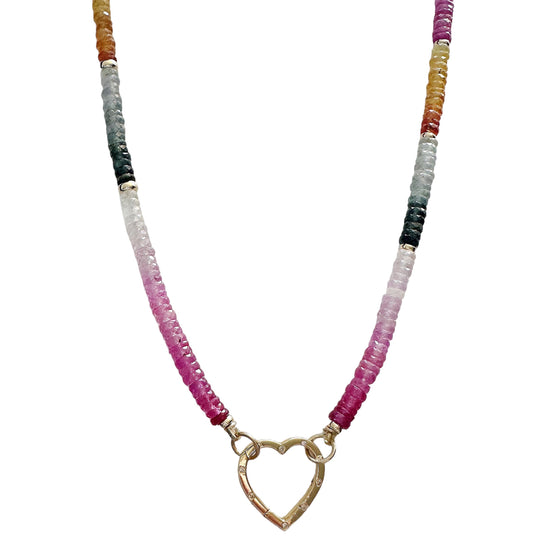Load image into Gallery viewer, Multi Sapphire Heishi Gemstone Necklace
