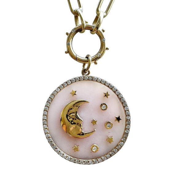 Load image into Gallery viewer, Pink Opal Moon and Star Charm
