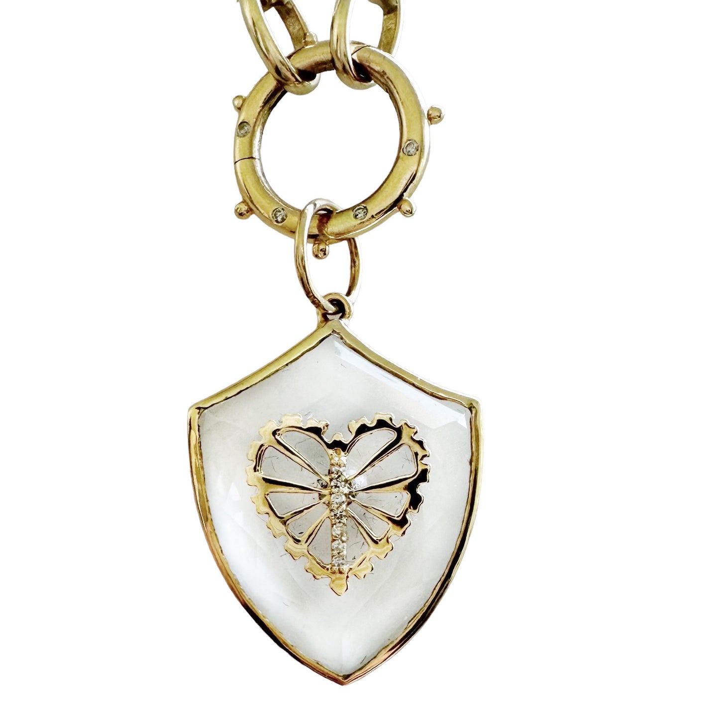 Load image into Gallery viewer, Crystal Quartz Heart Shield Charm
