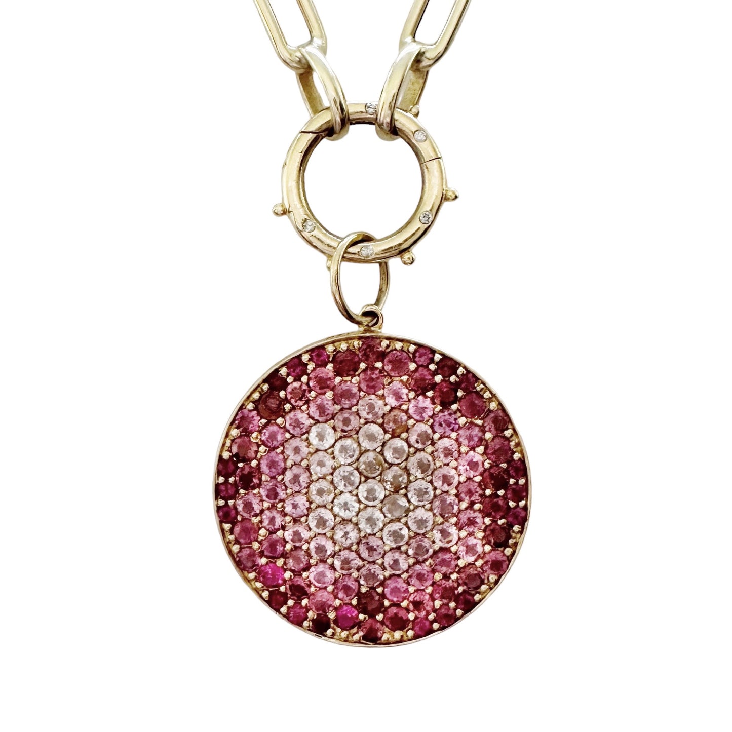 Ombre Pink Sapphire Disc Charm