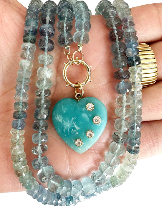 Blue Flourite Sea Glass Gemstone Necklace