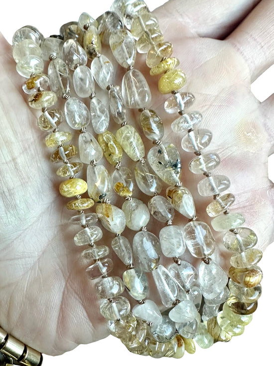 Load image into Gallery viewer, Golden Rutilated Quartz Nugget Gemstone Necklace
