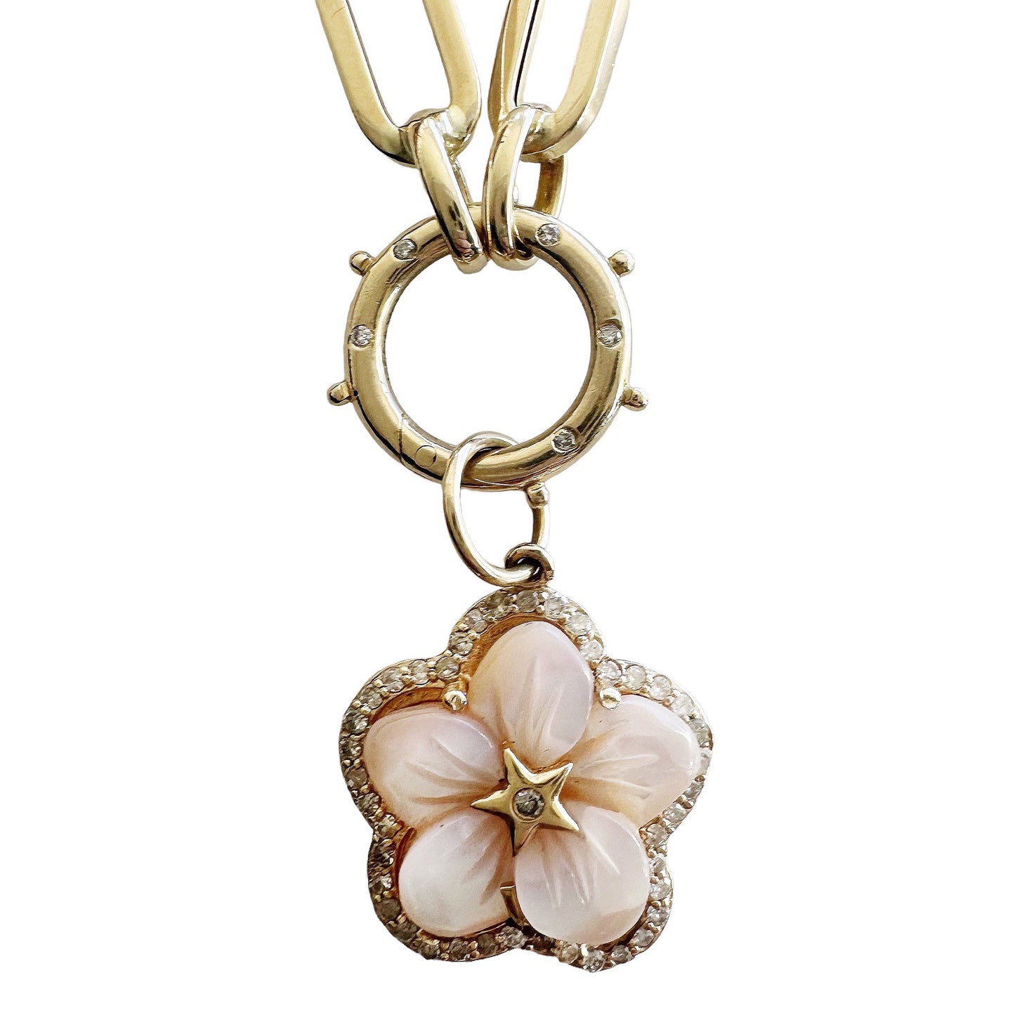 Pink Mother of Pearl Flower Charm
