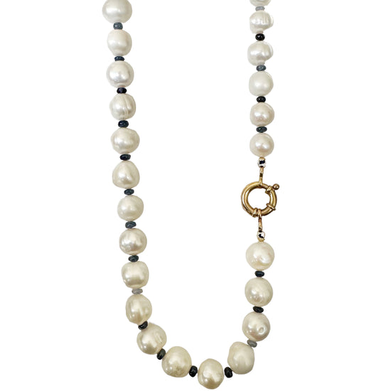 Load image into Gallery viewer, Pearl and Sapphire Gemstone Necklace
