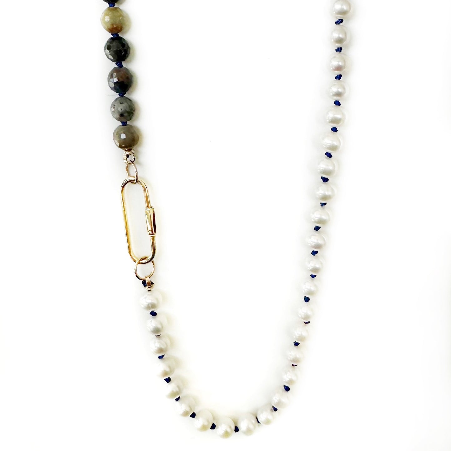 Sapphire and Pearl Gemstone Necklace