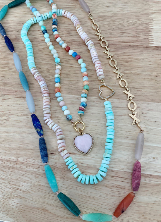 Pink and Blue Opal Gemstone Necklace