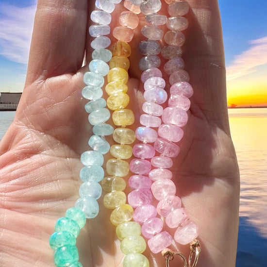 Pastel Rainbow Moonstone Gemstone Necklace