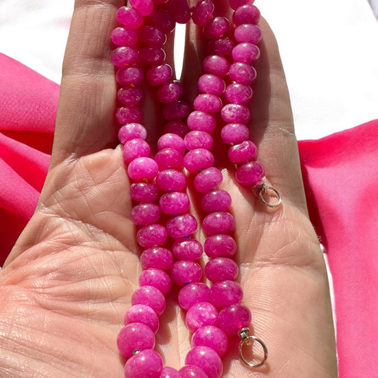 Hot Pink Chalcedony Gemstone Necklace