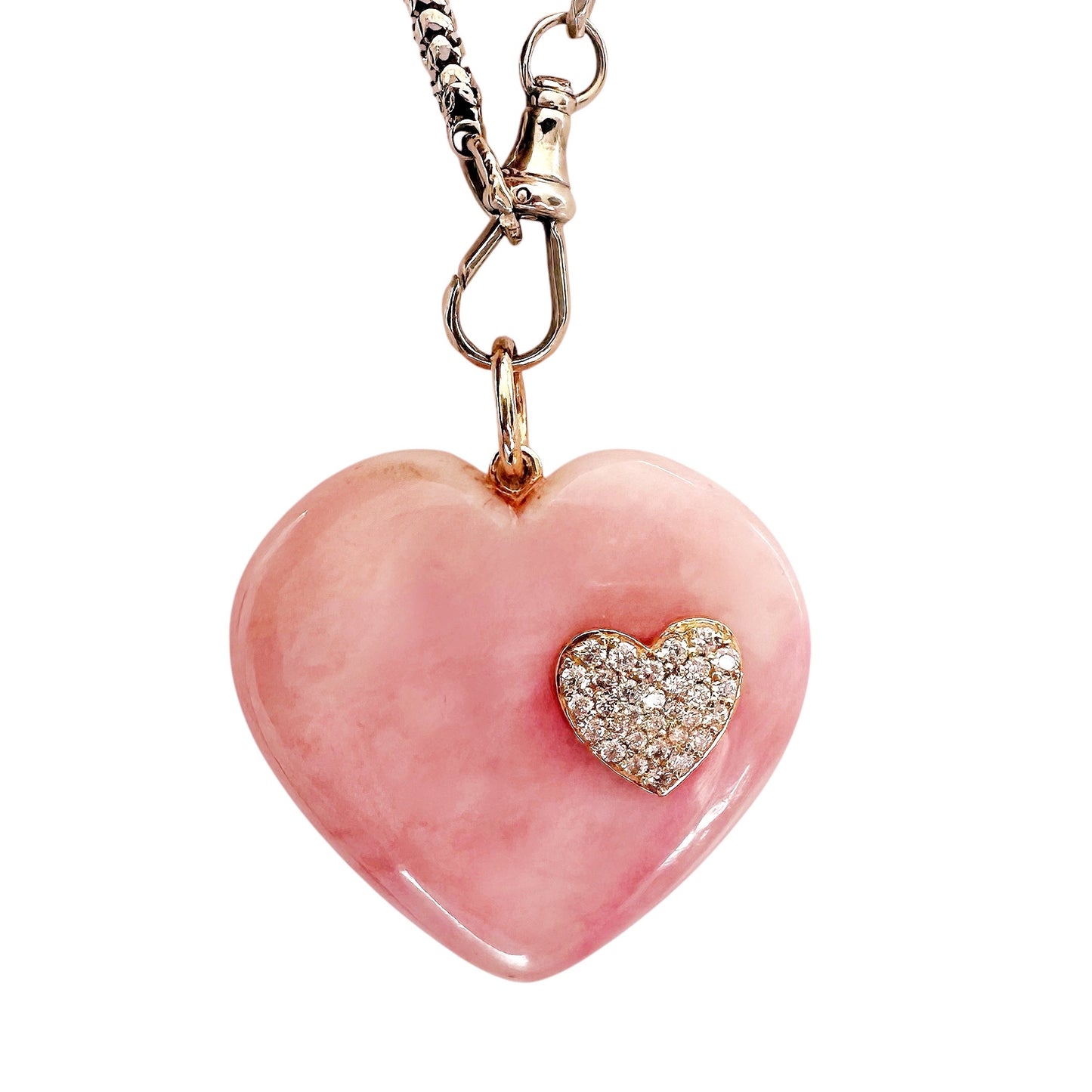 Pink Opal Heart Charm