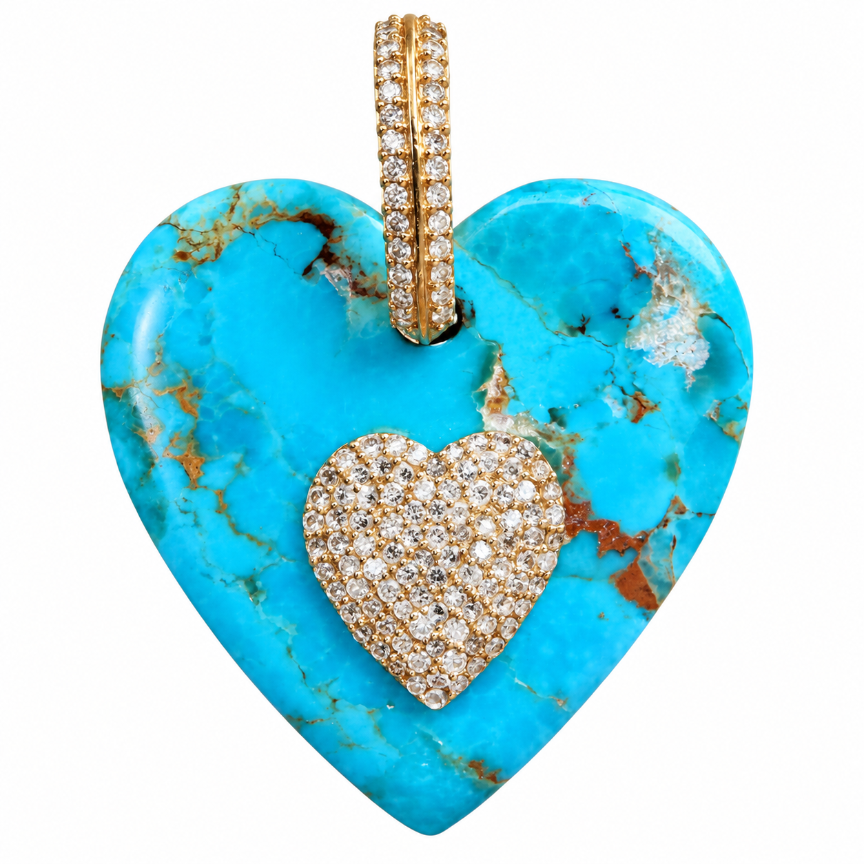 Turquoise & Diamond Heart Pendant