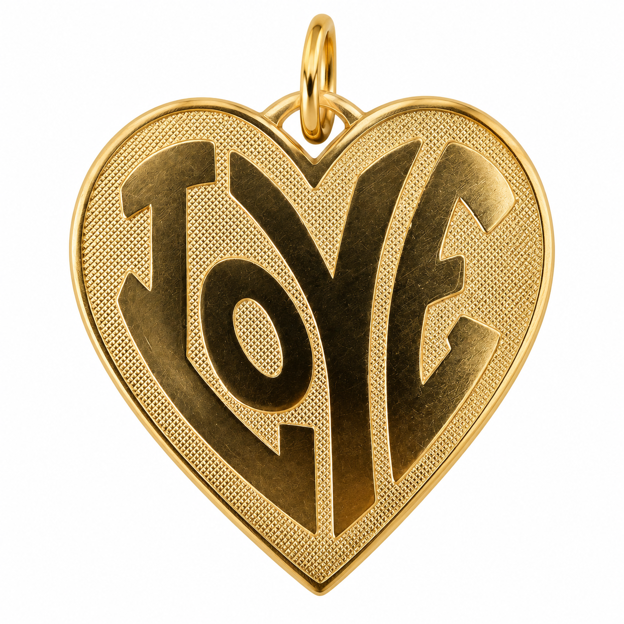 Vintage Raw Brass LOVE Heart Pendant