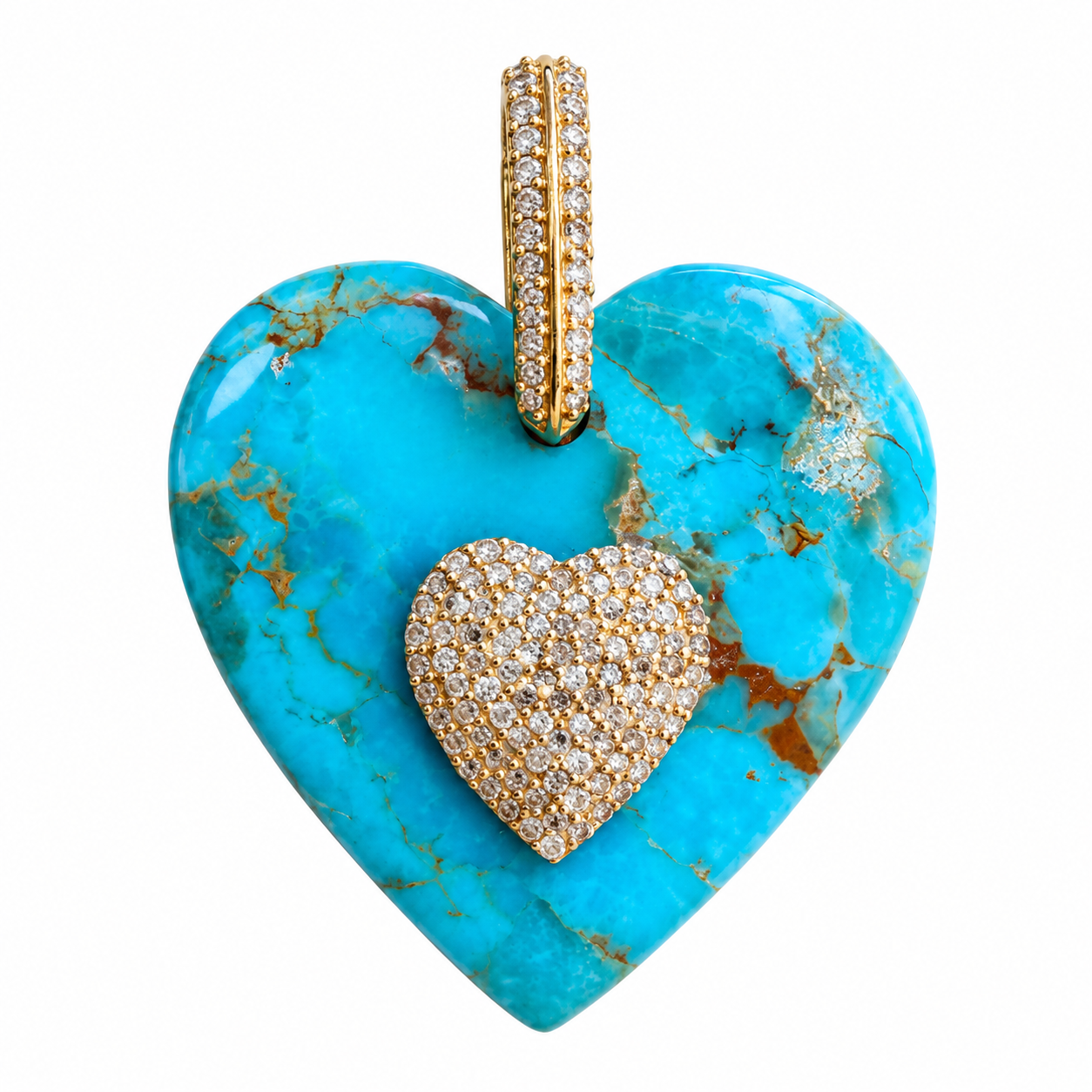 Turquoise Diamond Heart Pendant