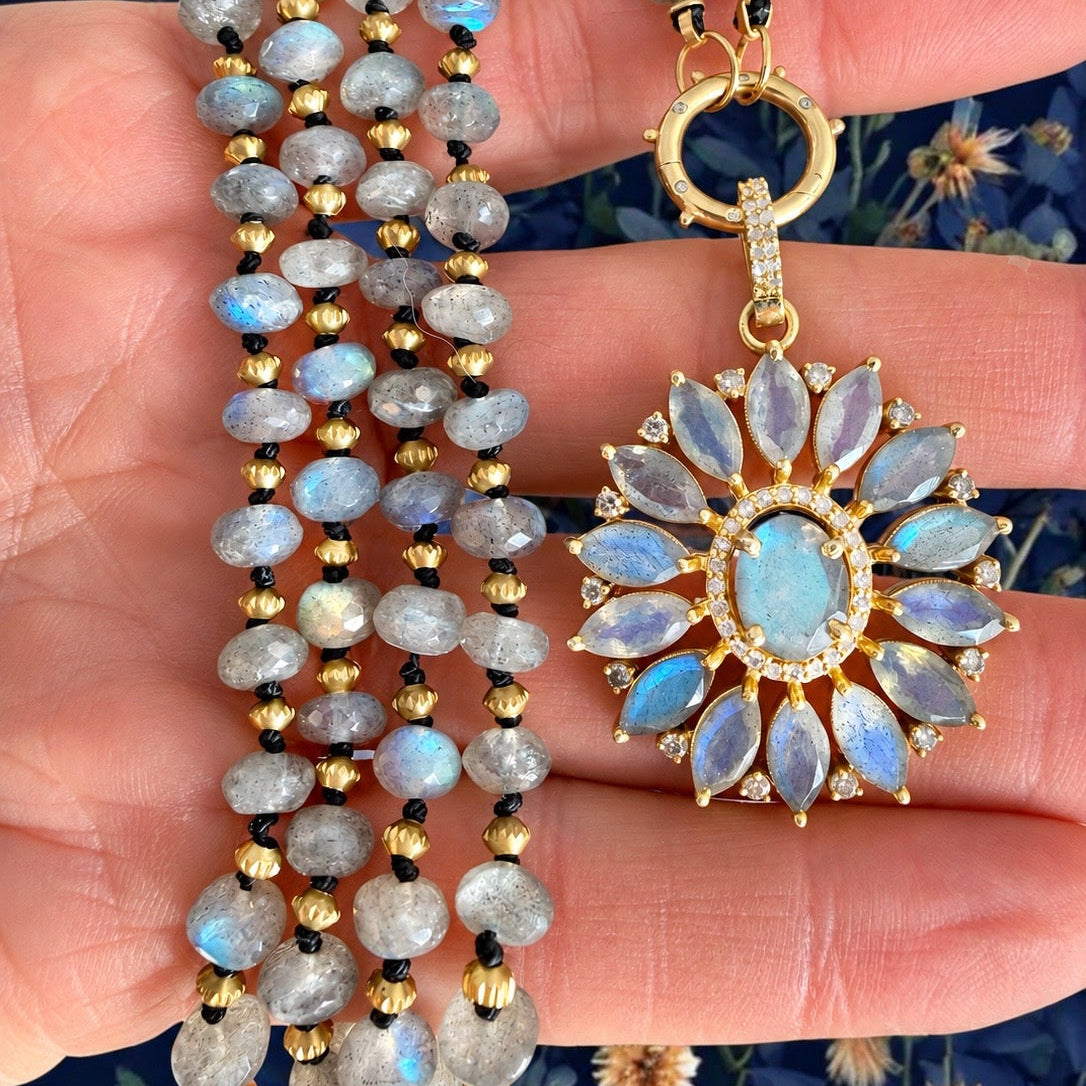 Labradorite Flower Pendant