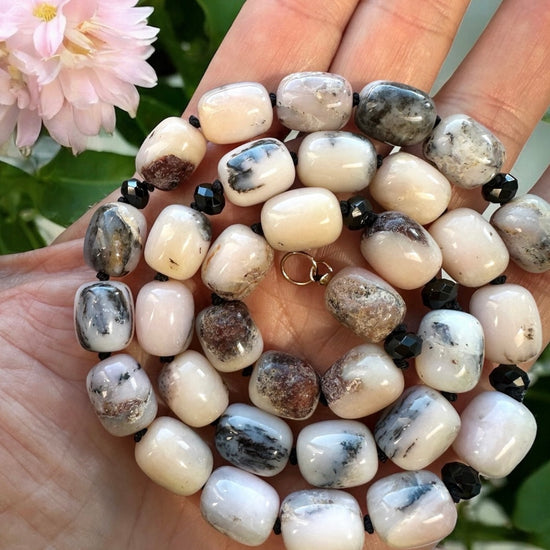 Pink Dendritic Opal Gemstone Necklace